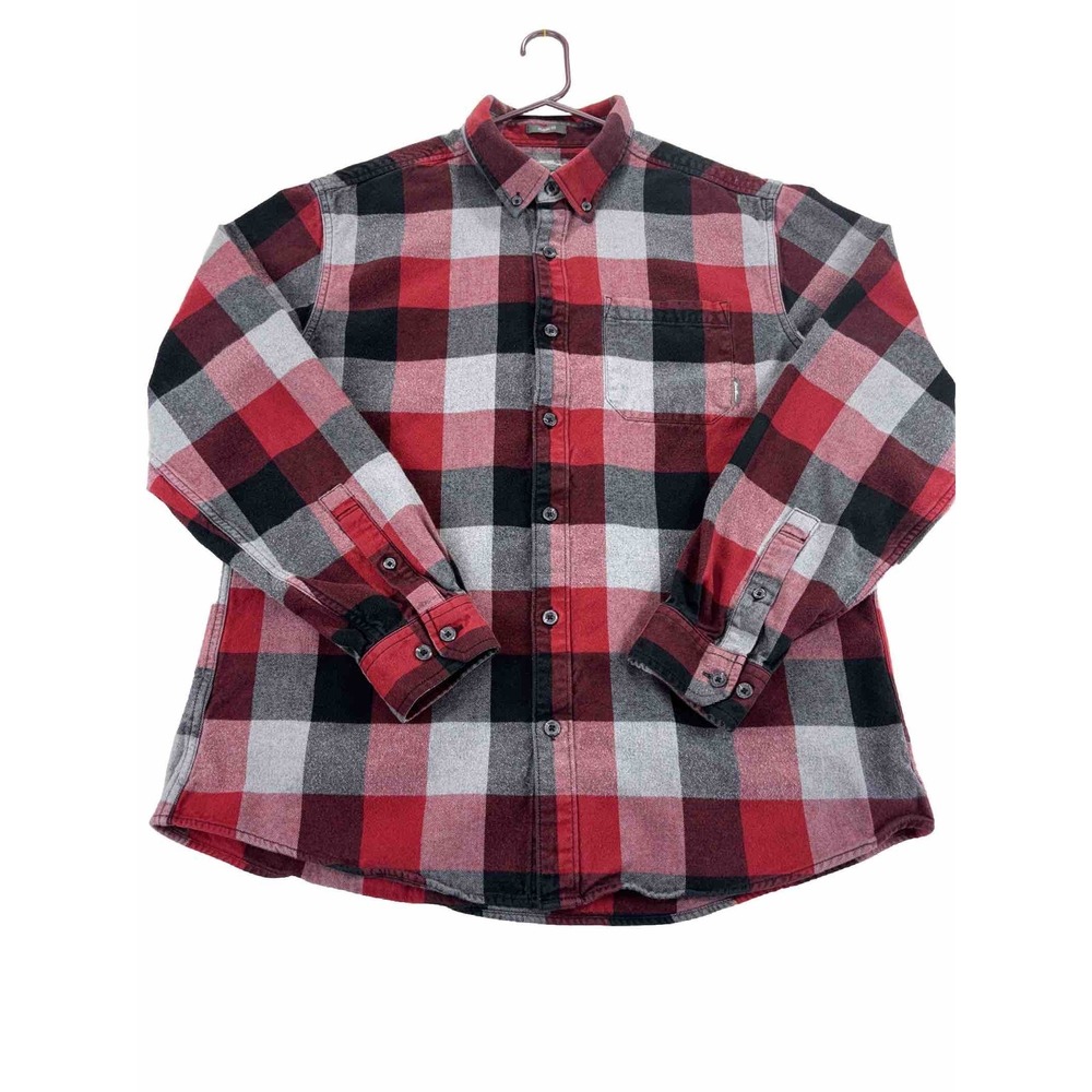 Eddie Bauer Classic Fit Mens L‎ Flannel Shirt Buffalo Check Brushed Cotton Plaid